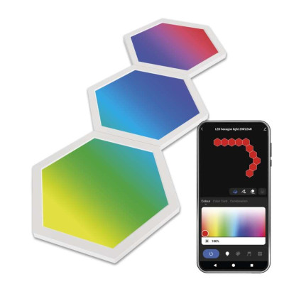 Комплект розумного світлодіодного освітлення EMOS ZIW223R HEXAGON 3 частини, 1,8 Вт, RGBIC, WIFI