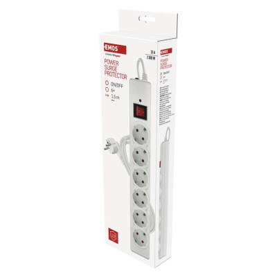 Мережевий фільтр Emos P54215 6 розеток 1,5 м 10 A 2300 Вт 1,5 мм²