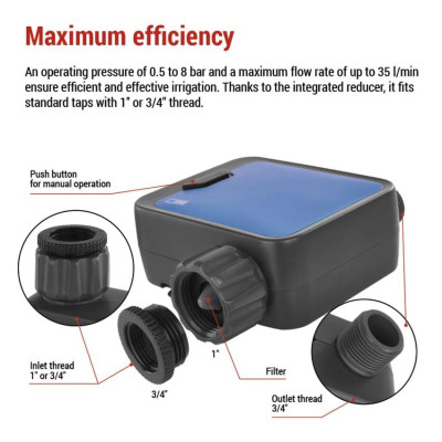 Таймер поливу GoSmart Bluetooth 5.0, 1 вихід PW56201 Таймер поливу GoSmart Bluetooth 5.0, 1 вихід PW56201