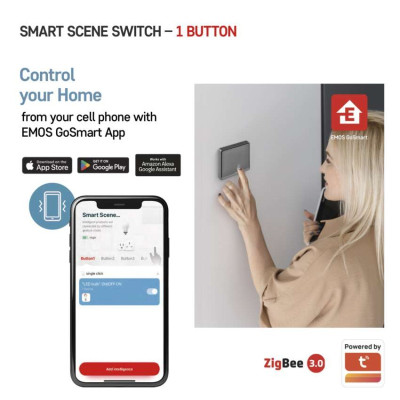 Розумний вимикач EMOS H5014 GoSmart 1 кнопка, чорний Розумний вимикач EMOS H5014 GoSmart 1 кнопка, чорний
