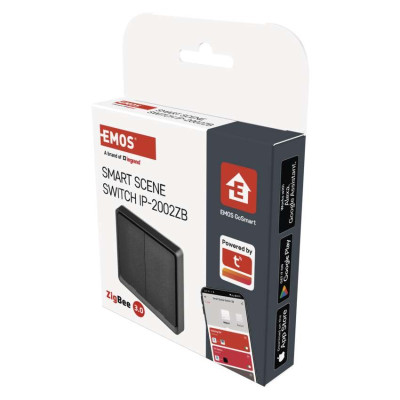 Розумний вимикач EMOS H5015 2 кнопки, ZigBee 3.0, чорний Розумний вимикач EMOS H5015 2 кнопки, ZigBee 3.0, чорний