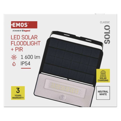 Світлодіодний сонячний прожектор EMOS ZG122S 1600 лм IP54 4000K