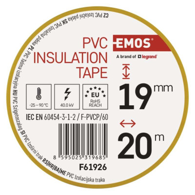 Ізоляційна стрічка EMOS PVC 19/20 жовта F61926