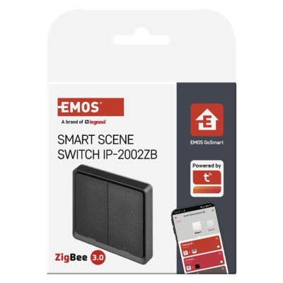 Розумний вимикач EMOS H5015 2 кнопки, ZigBee 3.0, чорний Розумний вимикач EMOS H5015 2 кнопки, ZigBee 3.0, чорний