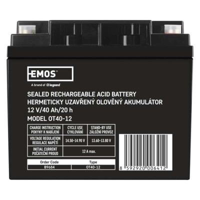 Акумуляторна батарея EMOS B9684, 12V, 40Ah, AGM, M6 Акумуляторна батарея EMOS B9684, 12V, 40Ah, AGM, M6