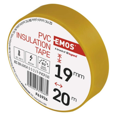 Ізоляційна стрічка EMOS PVC 19/20 жовта F61926