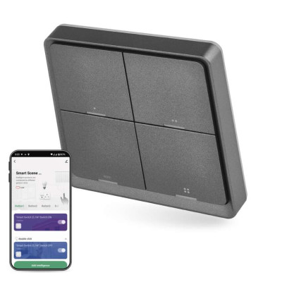 Розумний вимикач EMOS H5016 4 кнопки, ZigBee 3.0, чорний