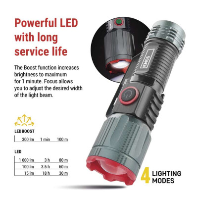 Ліхтар акумуляторний Emos P3120 300 Lm 700 mAh Li-Ion метал фокус Ліхтар акумуляторний Emos P3120 300 Lm 700 mAh Li-Ion метал фокус