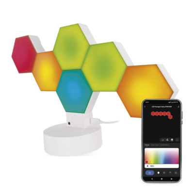Розумна декоративн світлодіодна настільна лампа EMOS ZIW426R HEXAGON 6 частин, RGBIC, WIFI