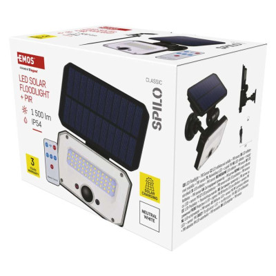 Світлодіодний сонячний прожектор EMOS ZG132S 1500 лм IP54 4000K