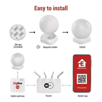 Розумний датчик руху EMOS H5020 PIR IP20, ZigBee Розумний датчик руху EMOS H5020 PIR IP20, ZigBee