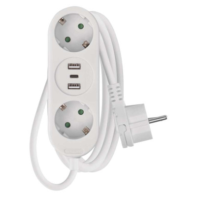 Мережевий подовжувач Emos P0221U 2 розетки 1,5 м 1,5 мм² USB-A USB-C