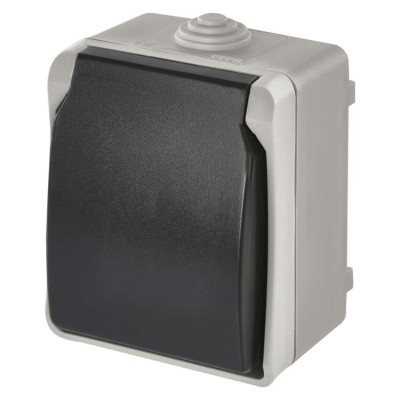Розетка зовнішня сіра IP44 EMOS, A1396 Розетка зовнішня сіра IP44 EMOS, A1396