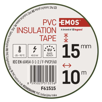 Ізоляційнв стрічка EMOS PVC 15/10 зелений/Y F61515