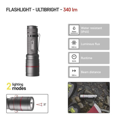 Ліхтар ручний Emos P3170 Ultibright 70 340 Lm 3xAAA метал фокус Ліхтар ручний Emos P3170 Ultibright 70 340 Lm 3xAAA метал фокус