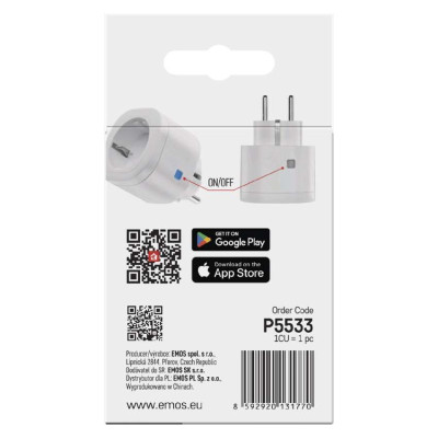 Розумна розетка EMOS P5533 GoSmart ZigBee 3.0 Розумна розетка EMOS P5533 GoSmart ZigBee 3.0