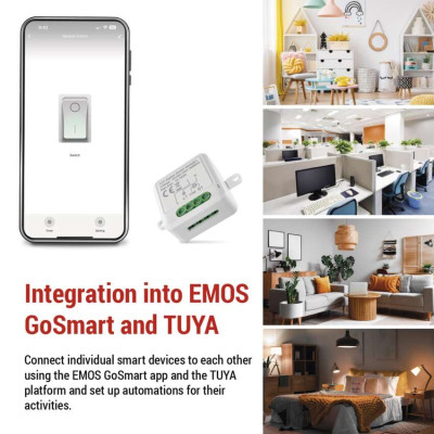 Розумний модуль перемикача EMOS H5103, ZigBee 3.0, 1-канальний не потребує N-проводу