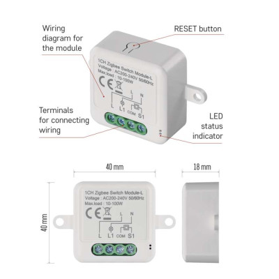 Розумний модуль перемикача EMOS H5103, ZigBee 3.0, 1-канальний не потребує N-проводу