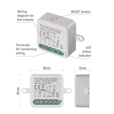 Розумний модуль перемикача EMOS H5104, ZigBee 3.0, 2-канальний Розумний модуль перемикача EMOS H5104, ZigBee 3.0, 2-канальний