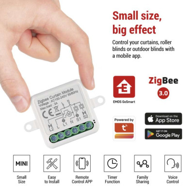 Розумний модуль двигуна EMOS H5109, ZigBee 3.0, 1-канальний Розумний модуль двигуна EMOS H5109, ZigBee 3.0, 1-канальний