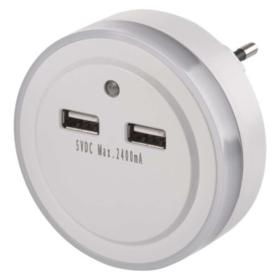 Мережевий адаптер EMOS P3313 2хUSB, підсвітка з сенсором