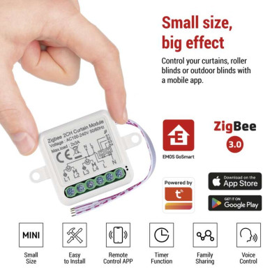 Розумний модуль двигуна EMOS H5110, ZigBee 3.0, 2-канальний Розумний модуль двигуна EMOS H5110, ZigBee 3.0, 2-канальний