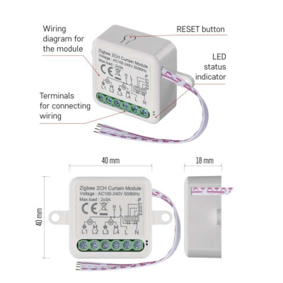 Розумний модуль двигуна EMOS H5110, ZigBee 3.0, 2-канальний Розумний модуль двигуна EMOS H5110, ZigBee 3.0, 2-канальний