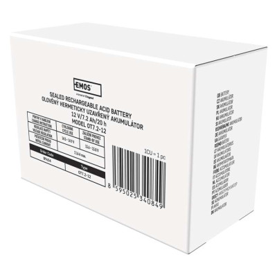 Акумуляторна батарея EMOS B9654, AGM, 12V, 7,2Ah, fast 4,7mm Акумуляторна батарея EMOS B9654, AGM, 12V, 7,2Ah, fast 4,7mm
