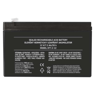 Акумуляторна батарея EMOS B9654, AGM, 12V, 7,2Ah, fast 4,7mm Акумуляторна батарея EMOS B9654, AGM, 12V, 7,2Ah, fast 4,7mm