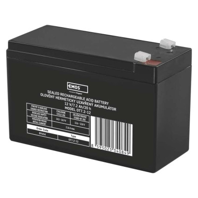 Акумуляторна батарея EMOS B9654, AGM, 12V, 7,2Ah, fast 4,7mm