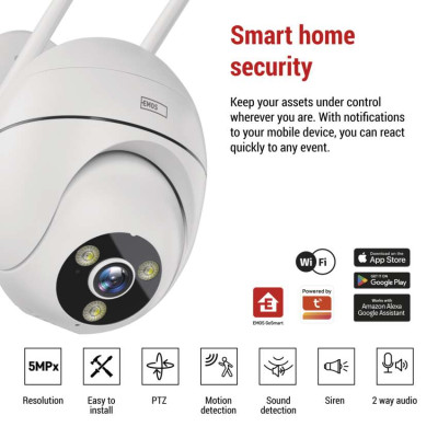 Розумна IP-камера Emos H4057 GoSmart зовнішня з Wi-Fi, живлення 5V/1A, біла
