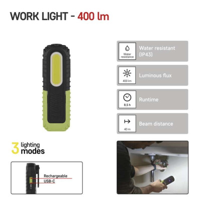 Ліхтар акумуляторний Emos P4531 400 Lm 2000 mAh пластик магніт Ліхтар акумуляторний Emos P4531 400 Lm 2000 mAh пластик магніт