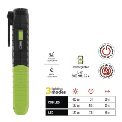Ліхтар акумуляторний Emos P4531 400 Lm 2000 mAh пластик магніт Ліхтар акумуляторний Emos P4531 400 Lm 2000 mAh пластик магніт