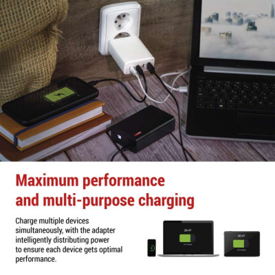 Універсальний USB GAN зарядний пристрій EMOS V06G120 1xUSB-A, 3xUB-C 120W 220V PD Універсальний USB GAN зарядний пристрій EMOS V06G120 1xUSB-A, 3xUB-C 120W 220V PD