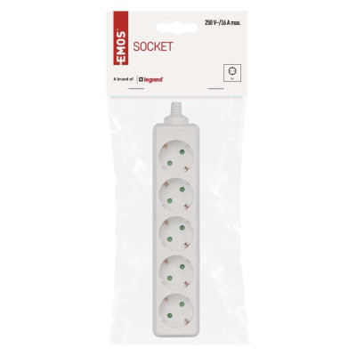 Колодка EMOS P0520, 5 розеток, 16 A