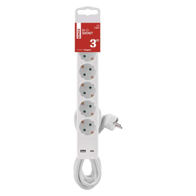 Мережевий подовжувач Emos P1523CU 5 розеток 3 м 1,5 мм² USB-A USB-C Мережевий подовжувач Emos P1523CU 5 розеток 3 м 1,5 мм² USB-A USB-C