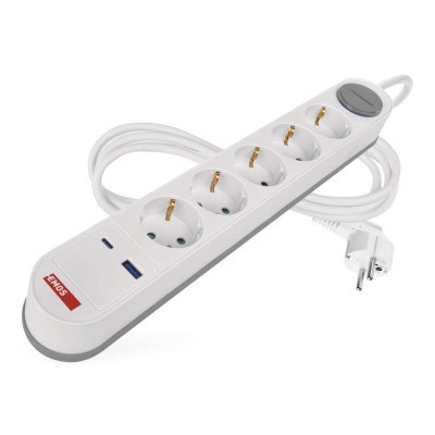 Мережевий подовжувач Emos P1523FC 5 розеток 3 м 1,5 мм² USB-A USB-C