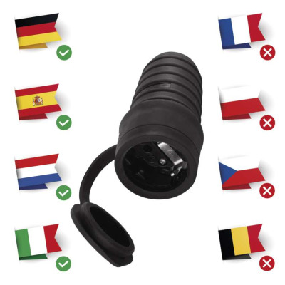 Розетка гумова IP44 чорна шуко EMOS P0049 Розетка гумова IP44 чорна шуко EMOS P0049