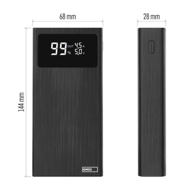 Павербанк EMOS B0532B BetaQ20 22,5W/20000mAh, чорний, PD20W