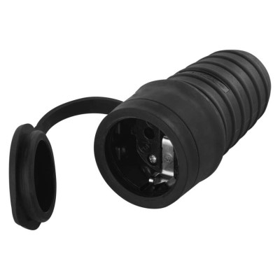 Розетка гумова IP44 чорна шуко EMOS P0049