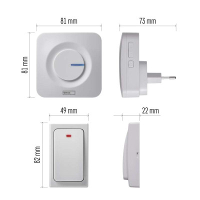Бездротовий дзвінок EMOS P5731 180м 220V