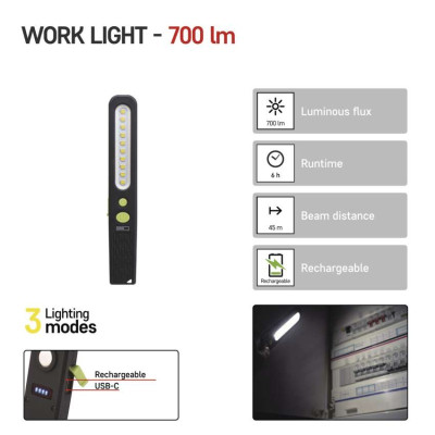 Ліхтар акумуляторний Emos P4538 700 Lm 1200 mAh пластик гума магніт