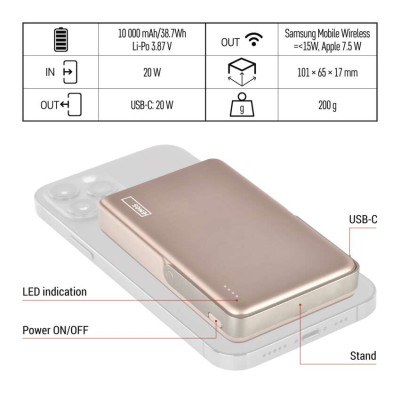 Повербанк EMOS B0552RG MagSafe 10 000 мАг 20 Вт Повербанк EMOS B0552RG MagSafe 10 000 мАг 20 Вт