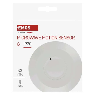 Датчик руху EMOS GS21111 мікрохвильовий IP20 2000W Датчик руху EMOS GS21111 мікрохвильовий IP20 2000W