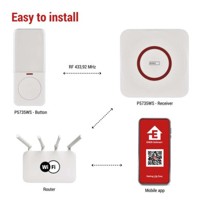 Розумний бездротовий дверний дзвінок EMOS P5735WS WIFI