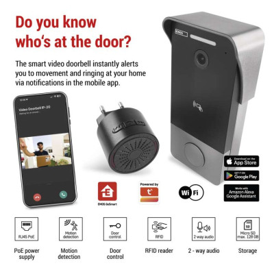 Розумний бездротовий відеодзвінок Emos H4033 IP-20PoE, з Wi-Fi