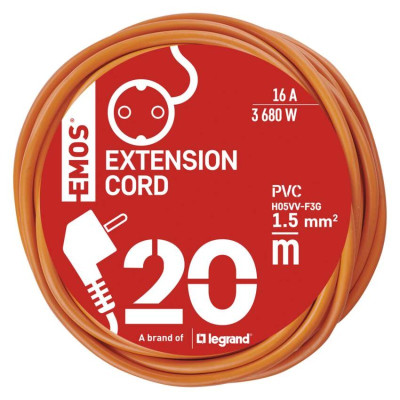 Мережевий подовжувач Emos P01220R 1 розетка 20 м 1,5 мм²