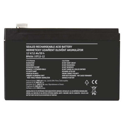 Акумуляторна батарея EMOS B9656, AGM, 12V, 12Ah, fast 6,3mm Акумуляторна батарея EMOS B9656, AGM, 12V, 12Ah, fast 6,3mm