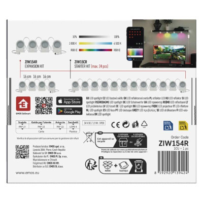 Комплект розширення розумного LED-освітлення EMOS ZIW154R, Wi-Fi для стартового набору ZIW15CR Комплект розширення розумного LED-освітлення EMOS ZIW154R, Wi-Fi для стартового набору ZIW15CR