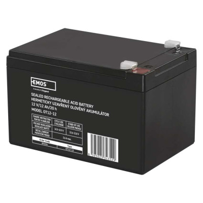 Акумуляторна батарея EMOS B9656, AGM, 12V, 12Ah, fast 6,3mm